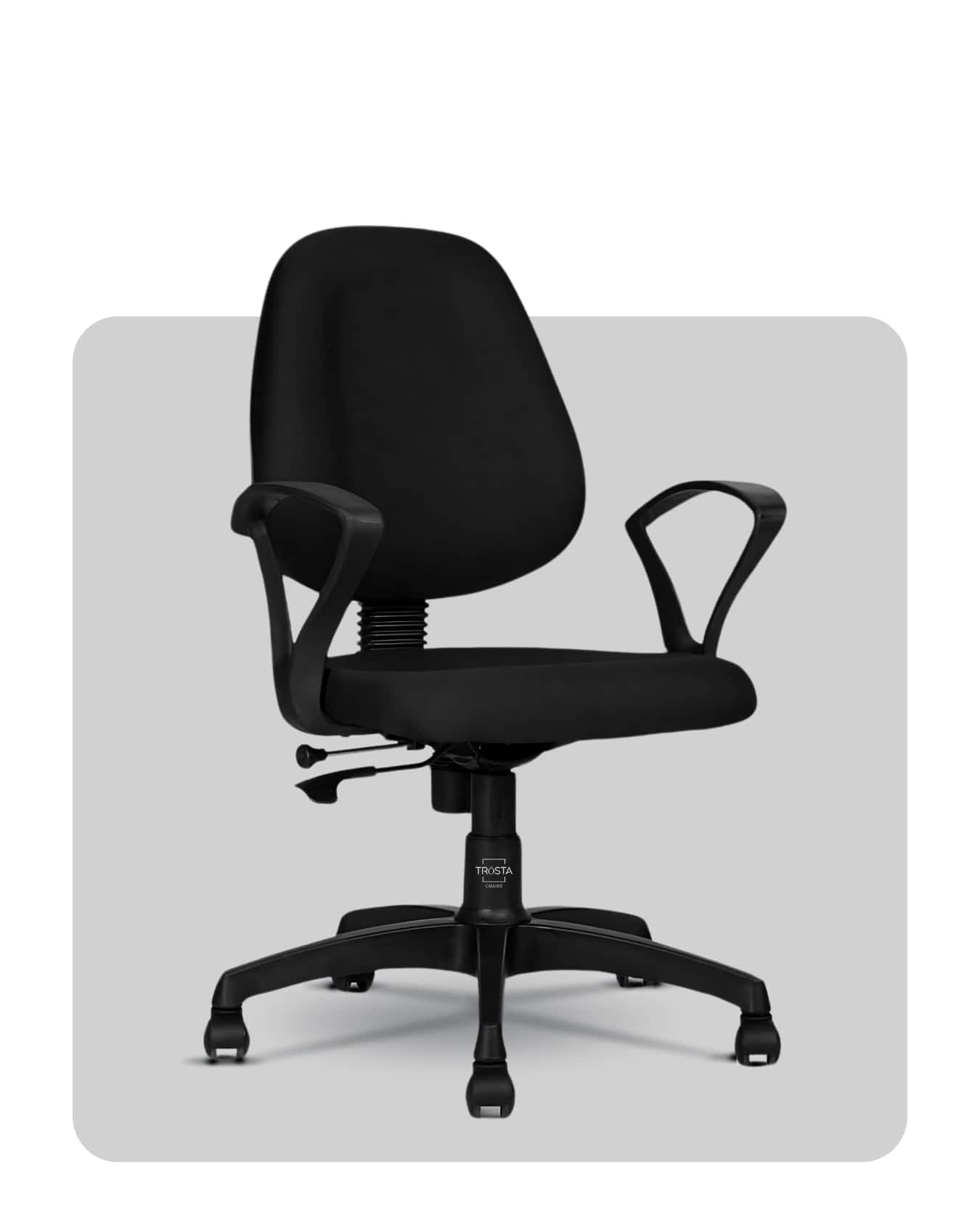 Ergonomic medium mesh-back chair designed to improve posture and comfort, crafted in Ahmedabad by Trosta.