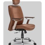 High-back executive chair with lumbar support and tilt control, designed by Trosta in Gujarat.