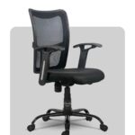 Mesh-back office chair with ergonomic back support, ideal for long hours, crafted by Trosta in Ahmedabad.