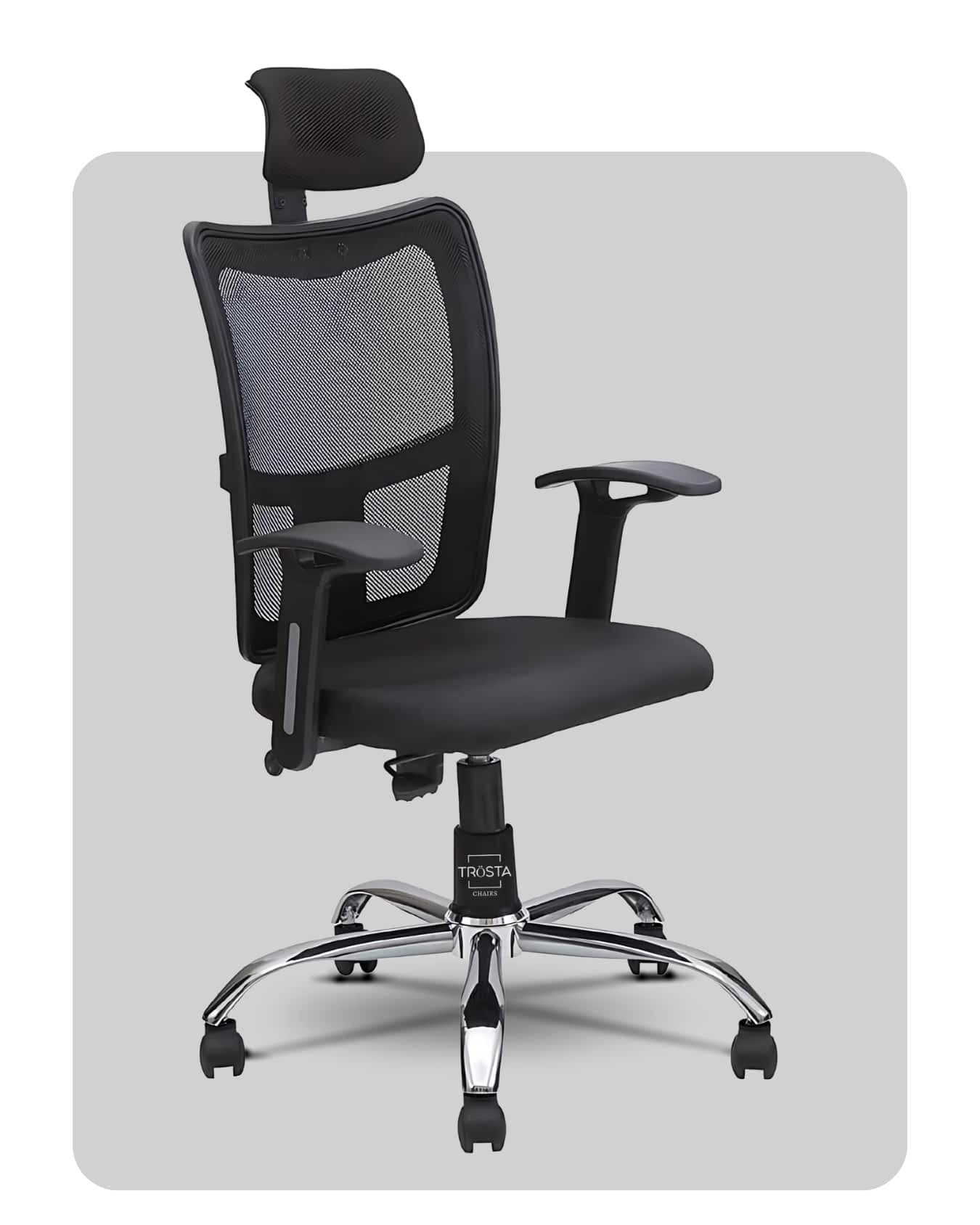 Comfort-focused high-back chair with sleek design, crafted by Trosta in Gujarat.