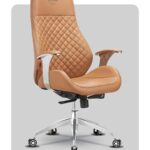 Revolving high-back executive chair with tilt adjustment, made by Trosta in Gujarat.