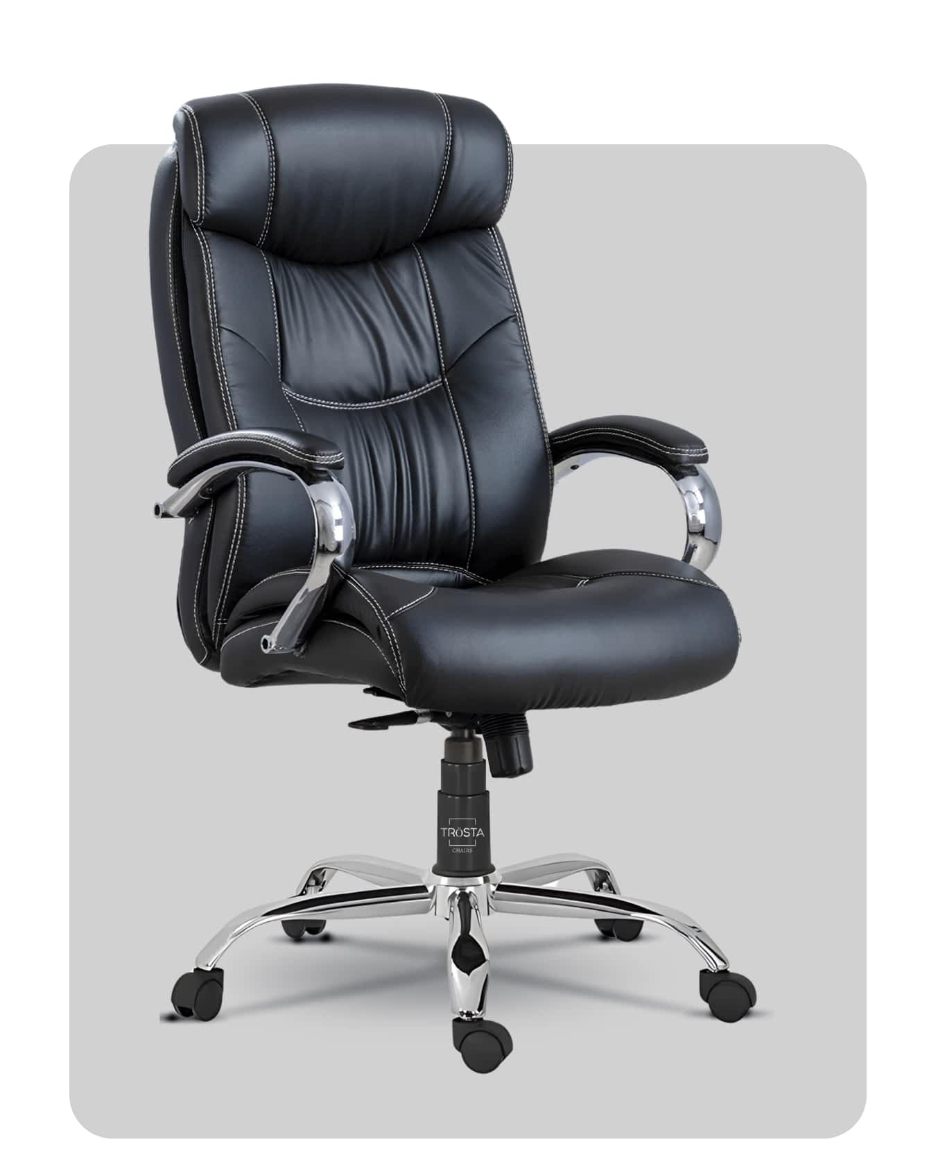 Elegant high-back chair offering exceptional comfort, manufactured in Gujarat by Trosta.