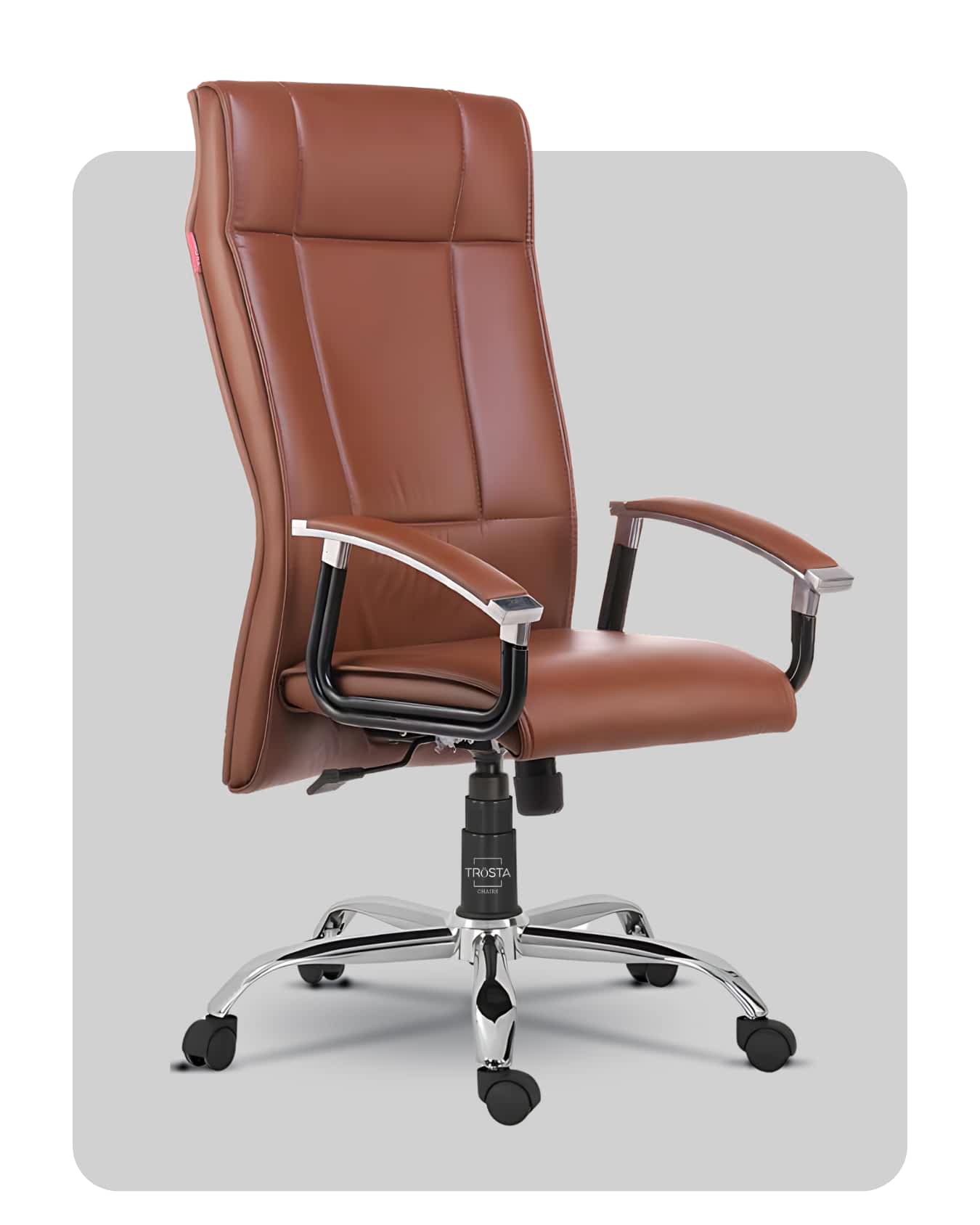 Ergonomic executive chair with leather finish and premium cushioning, crafted by Trosta in Ahmedabad.