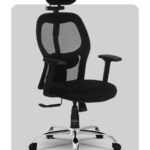 Ergonomic high-back chair with padded headrest and lumbar support, Model 1A, made by Trosta in Ahmedabad, Gujarat.