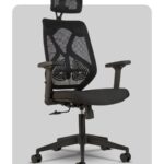 Office chair with ergonomic cushioning and a fully adjustable headrest, crafted by Trosta in Gujarat.