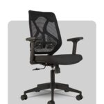 Durable ergonomic chair with adjustable lumbar support and breathable mesh back, made by Trosta in Gujarat.